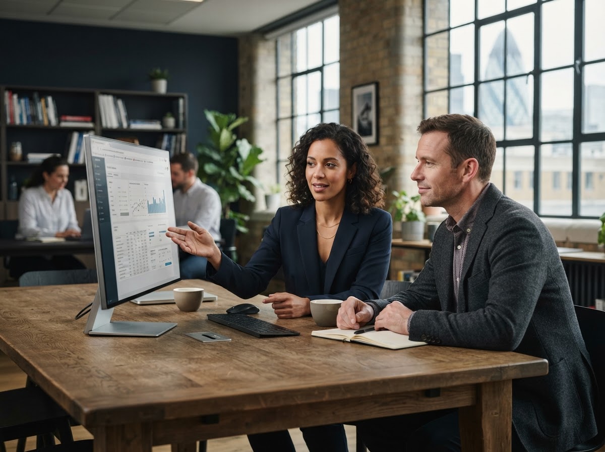 Choice Tradium analyst reviewing AI-generated portfolio risk data