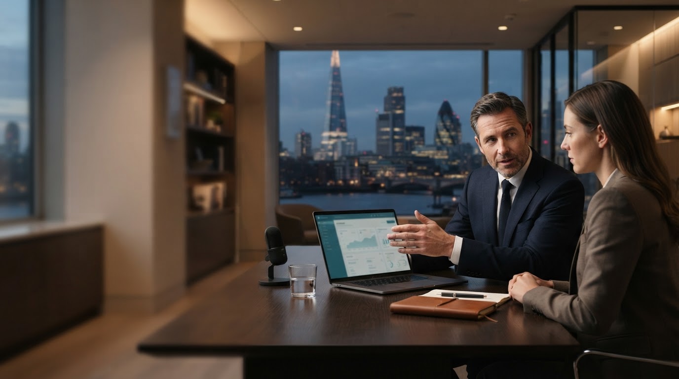 Choice Tradium trading desk with real-time AI market analysis displayed on screens